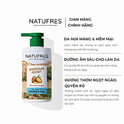 Sữa tắm Natufrès Bia Bỉ/ Rượu Vang/ Muối Biển và Trái Nhàu/ Tinh dầu Argan 250ml/ 450ml