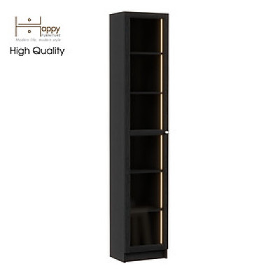 [Happy Home Furniture] CATY, kệ sách 6 tầng cửa kính size nhỏ tích hợp đèn LED, 40cm x 30cm x 202cm (DxRxC), KSA_011_LED