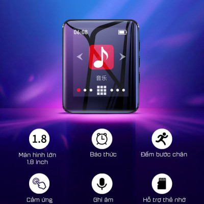 Máy Nghe Nhạc MP3 Ruizu M4 Bộ Nhớ Trong 16Gb - Màn Hình Cảm Ứng 1.8 Inch - Kết Nối Bluetooth 4.0 - Hàng Chính Hãng