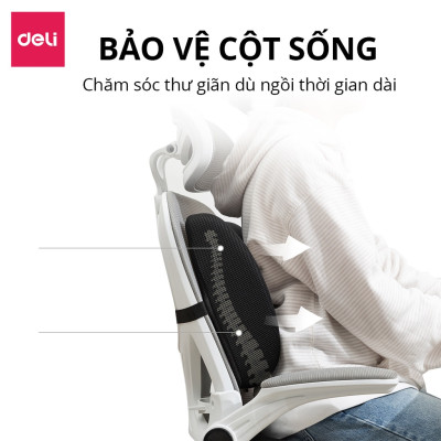 Đệm Ghế Văn Phòng Deli - Thiết Kế 3D, Bọc Xốp Cao Cấp Chống Mỏi Lưng, Đau Xương Cụt, Thoát Vị Đĩa Đệm, Dành Cho Người Bị Trĩ