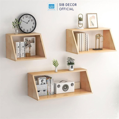 Kệ Gỗ Trang Trí Treo Tường Hình Thang, Nhiều Kích Thước SIB Decor KT509