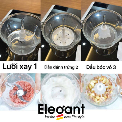 Máy xay thịt đa năng Elegant FC-J08 công suất 350W, cối thủy tinh 1.8L - Hàng chính hãng