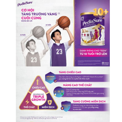Sữa Bột Pediasure 10+ Hương Vani 800g (cho trẻ từ 10 tuổi trở lên)