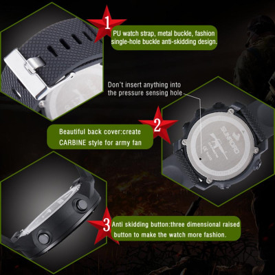 Đồng hồ thể thao kỹ thuật số đa chức năng kệt hợp la bàn , đo độ cao thời tiết Chống nước 5ATM