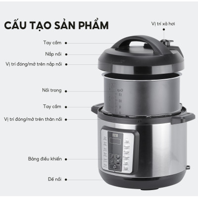 Nồi áp suất điện đa năng LEBENLANG LBL0906, dung tích 6L, chế độ ninh hầm siêu nhanh, tiết kiệm thời gian, bảo hành 2 năm - hàng chính hãng