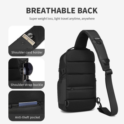 Túi đeo chéo OZUKO Túi cách nhiệt nhiều túi thời trang Dung tích lớn Túi đeo vai nam chống nước ngoài trời