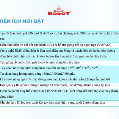 Máy Lọc Nước Điện Giải Nóng Thông Minh ROBOT IonSmart 911 Nóng Thông Minh Tạo 11 Loại Nước Điện Giải - Hàng Chính Hãng