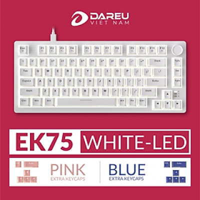Bàn phím cơ Gaming DAREU EK75 WHITE (2 sides RGB strip, White Led, PBT Double Shot, DareU FIREFLY sw)- Hàng chính hãng