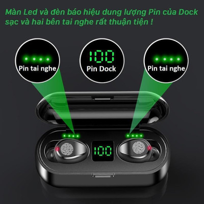 Tai Nghe Bluetooth Không Dây Lanith 5.0 TWS F9 - Tai Nghe Airpord Cao Cấp - Tai Nghe Bluetooth Nhét Tai Kiểu Dáng Độc Đáo, Nhỏ Gọn - Âm Thanh Mềm Mượt, Thoải Mái, Không Làm Nhức Tai - Hàng Nhập Khẩu - TAI000F9B
