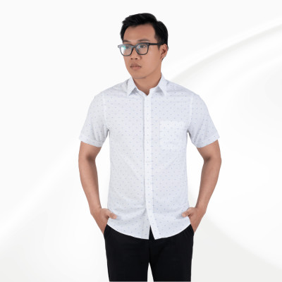 Áo sơ mi nam trắng họa tiết chấm bi xanh GENTITI By Thái Tuấn - 1C812HAKT701