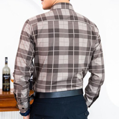 Áo Sơ Mi Nam Trung Niên Công Sở Dài Tay Thương Hiệu Anton Vải Sợi Tre Kẻ Caro Màu Nâu - AC135