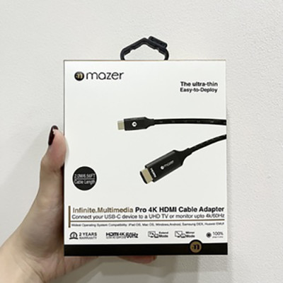 Dây Cáp Mazer USB-C to HDMI 4k/60Hz (2m)-Hàng chính hãng