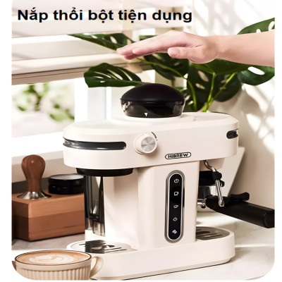 Máy pha cà phê bán tự động 3 trong 1 Espresso, Cappuccino, Latte. Kết hợp máy xay cà phê 15 chế độ. Thương hiệu Mỹ cao cấp HiBREW. HÀNG CHÍNH HÃNG