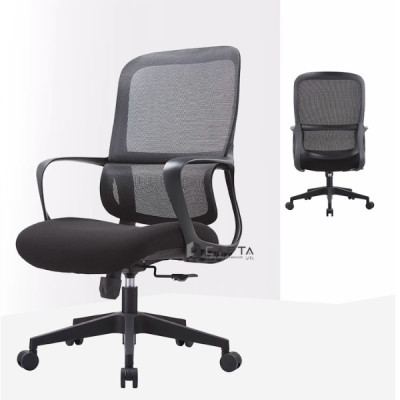 Ghế làm việc có giá đỡ chống đau lưng CE4550-M Nội thất Capta Ghế văn phòng lưới nệm vải màu đen nhập khẩu tay chân nhựa nâng hạ gật gù