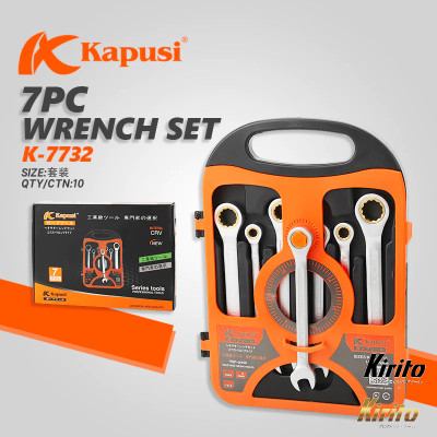 Bộ cờ lê vòng miệng tự động đảo chiều hãng KAPUSI TOOLS Nhật Bản 7 chi tiết mã k7732