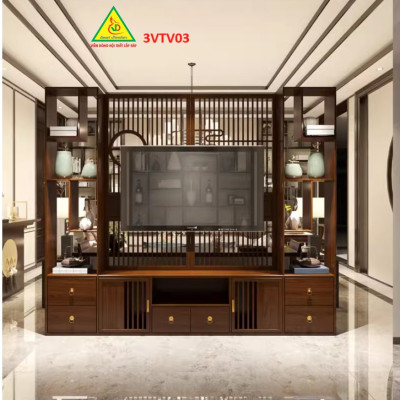 Kệ tivi kiêm vách ngăn phòng khách và nhà bếp 3VTV03 - Nội thất lắp ráp Viễn Đông