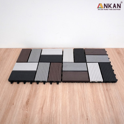 Vỉ Nhựa Lót Sàn Cao Cấp Thương Hiệu ANKAN Bốn Màu Đan Xen, Vỉ Gỗ Nhựa Ngoài Trời, Vỉ Nhựa Lót Sàn Ban Công, Lót Sàn Nhà, Trang Trí Sân Vườn, Lót Sàn Nhà Tắm, Trang Trí Hồ Bơi, Tiệm Spa, (11 Vỉ)