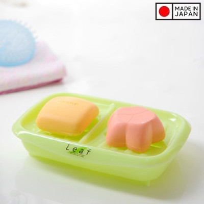 Khay đựng xà bông đôi Leaf sản xuất Inomata, làm từ nhựa PP cao cấp kháng khuẩn an toàn và bền đẹp - nội địa Nhật Bản