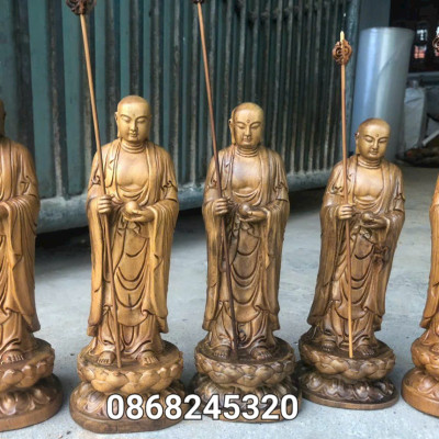 TƯỢNG PHẬT ĐỊA TẠNG VƯƠNG BỒ TÁT BẰNG GỖ BÁCH XANH KT CAO 20×8×6CM 