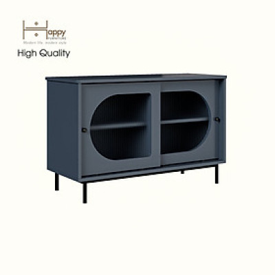 [Happy Home Furniture] SISEEL, Tủ lưu trữ cửa kính 2 cửa lùa - Chân sắt, 100cm x 40cm x 64cm ( DxRxC), TCL_038