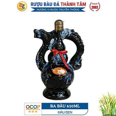 Đặc Sản Bình Định - Rượu Bàu Đá Thành Tâm BA BẦU (Màu đen) 650ml - OCOP 3 Sao