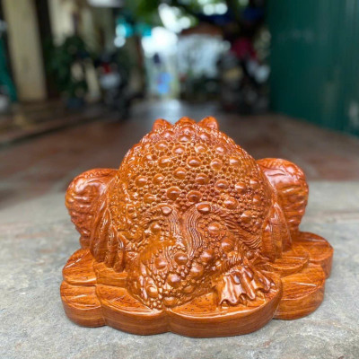 Cóc thiềm thừ phong thủy cầu tài ,lộc bằng gỗ hương đá kt 40×30×24cm 