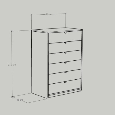[Happy Home Furniture] CIRCLE, Tủ đựng đồ 6 ngăn kéo, 76cm x 45cm x 110cm ( DxRxC), THK_084