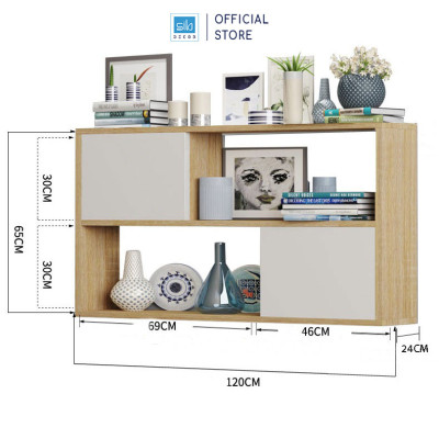 Kệ Gỗ Treo Tường 2 Tầng 2 Cánh Tủ Màu Trắng và Sồi SIB DECOR KT413