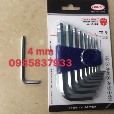 Lục giác 4 mm ngắn đầu bi T-4 Eight Nhật vặn ốc chìm chất lượng cao tuổi thọ dài