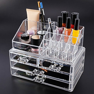 Khay Hộp Đựng Mỹ Phẩm Trang Điểm 3 Tầng Vuông