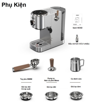 [Hàng Nhập Khẩu] Máy pha cà phê Cappuccino, Ristretto, Espresso, Latte chuyên nghiệp, thương hiệu Mỹ cao cấp HiBREW - H13
