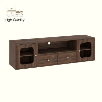 HAPPY FURNITURE , Kệ TV 2 cửa kính 2 ngăn kéo - NOAH , KTV_110 , 180cm x 45cm x 50cm DxRxC