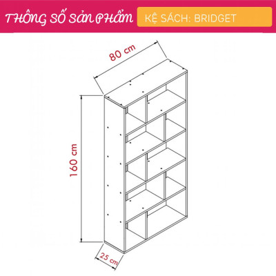 Giá sách bằng gỗ kiểu dáng tiện dụng SMLIFE Bridget