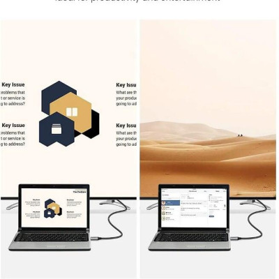 Ugreen UG50571MM142TK 2M màu đen cáp USB type c Thunderbolt 3 ra HDMI 4K 60HZ đầu kim loại - HÀNG CHÍNH HÃNG