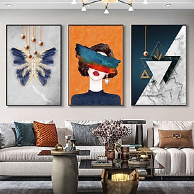 (ẢNH THẬT) TRANH TREO TƯỜNG CÔ GÁI HIỆN ĐẠI BỘ 3 TRANH CÓ KHUNG KÈM ĐINH