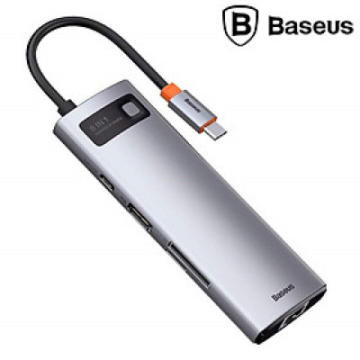 Hub chuyển đổi đa năng 8 trong 1 Baseus CAHUB-CV0G ( Type-C to HDMI/ USB3.0/ LAN / SD Card Reader/ Type C PD 100W, Multifunctional HUB) - HÀNG CHÍNH HÃNG