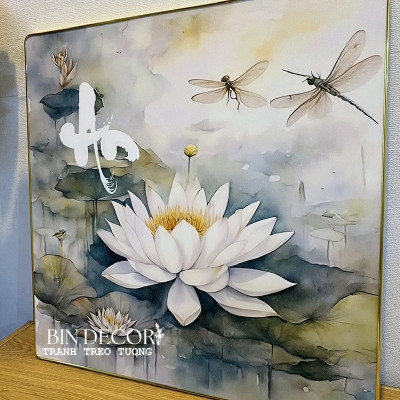 (ẢNH THẬT) Tranh treo tường văn phòng bộ 5 tấm có sẵn khung kèm đinh treo