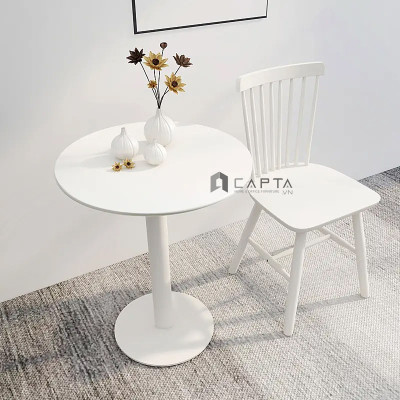 Bàn cafe sắt kim loại TE1546-06T Nội thất Capta Bàn tiếp khách sắt sơn tĩnh điện tròn 60 cm chân trụ sắt màu đen dùng được ngoài trời ban công văn phòng tiếp khách cafe Outdoor table