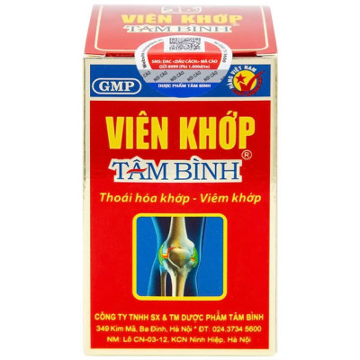 (hộp 60 viên) VIÊN KHỚP TÂM BÌNH Hỗ trợ giảm thoái hóa khớp, giảm đau nhức xương khớp, đau mỏi cơ bắp