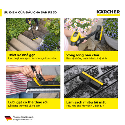 Phụ kiện đầu chà sàn PS 30 - Dùng cho máy phun rửa áp lực cao Karcher K 2 - K 7 - Hàng Chính Hãng