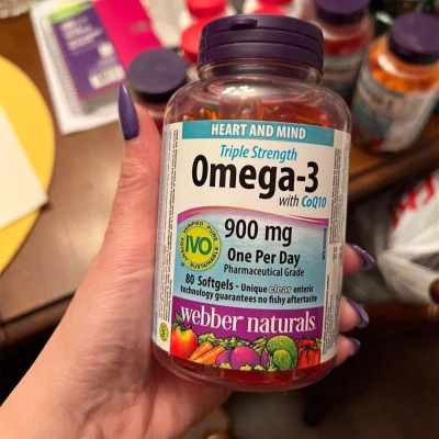 [Webber Naturals] Viên Uống Triple Strength Omega-3 CoQ10 900mg - 80 Viên - Hàng Công Ty