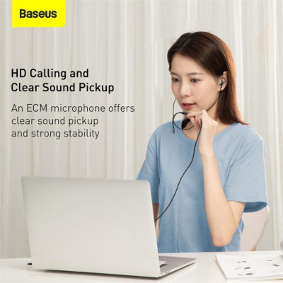 Tai Nghe Nhét Tai Baseus H19 Âm Thanh Nổi 6D Và Mic Cho Điện Thoại Xiaomi Có Dây 3.5mm - Hàng chính hãng