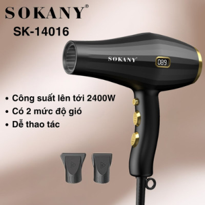 Máy sấy tóc ion âm SOKANY SK-14016 công suất lớn lên đến 2400W, khô nhanh tức thì, phù hợp với mọi loại tóc, bảo vệ tóc khỏi hư tổn -HÀNG CHÍNH HÃNG