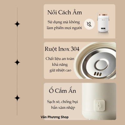 Nồi điện đa năng mini Bear P08D1, 0.8 lít, hầm cháo, nấu canh, nầu cơm...giữ ấm thức ăn, tiện lợi, kiểu dáng thời trang - Hàng Chính Hãng