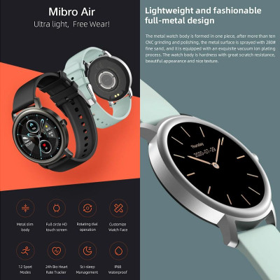 Đồng hồ thông minh Mibro Air phiên bản toàn cầu Đồng hồ theo dõi thể dục XPAW001
