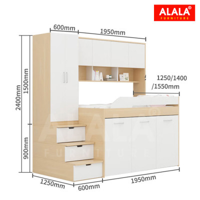 Giường tầng thấp ALALA159 đa năng/ Miễn phí vận chuyển và lắp đặt/ Đổi trả 30 ngày/ Sản phẩm được bảo hành 5 năm từ thương hiệu ALALA/ Chịu lực 700kg