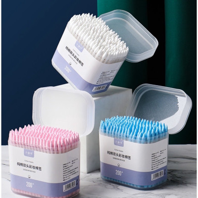 Dụng cụ trang điểm làm đẹp sức khỏe - Set hộp 200c tăm bông ráy tai lớn cao cấp với 2 đầu tăm thiết kế hình dáng khác nhau làm sạch sâu bên trong , phù hợp cho mọi người
