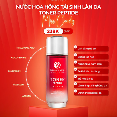 [MISS CANDY] Bộ 5 Sản Phẩm Trắng Da Mờ Thâm, Sạm, Nám, Tàn Nhang MISS CANDY Gồm: Serum HA Peptide 30ml + Kem Nám Sâm Nhung Hoàng Kim 25g + Kem Dưỡng Trắng Da Face Nano 30g + Kem Chống Nắng Dưỡng Trắng Da 50g + Nước Hoa Hồng Tái Sinh Làn Da 120ml