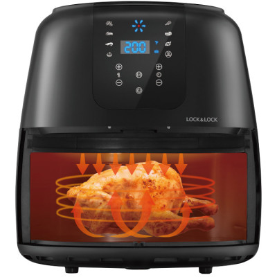 Nồi Chiên Không Dầu Điện Tử Lock&Lock EJF296BLK (7.2 Lít) - Kèm Chảo Nướng - Hàng Chính Hãng