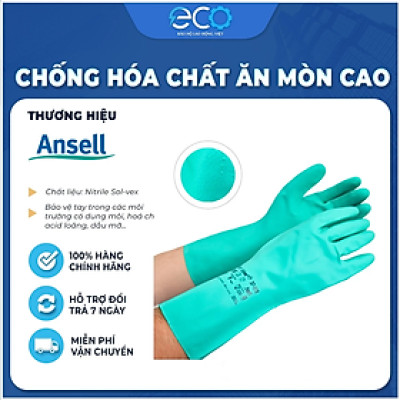 Găng tay bảo hộ rửa chén ngăn hóa chất và dầu mỡ Ansell 37-175 độ dày cao, bền dai